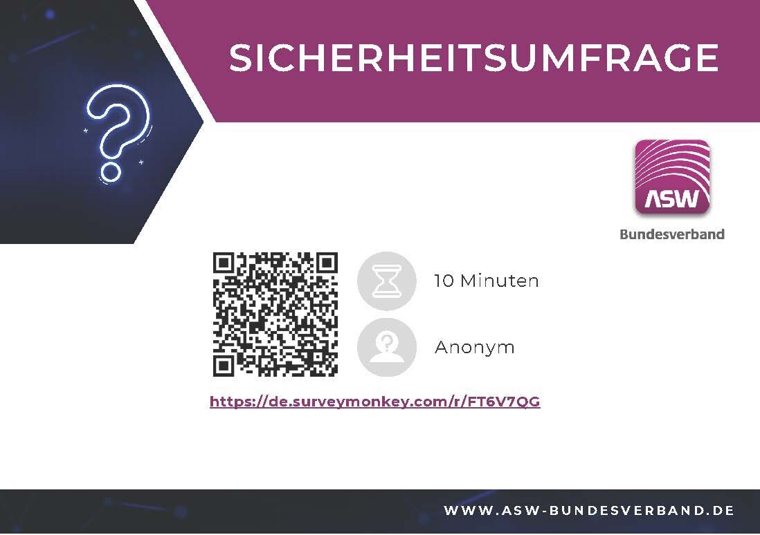 Ihre Meinung ist gefragt! ASW-Sicherheitsumfrage zum Wirtschaftsschutz